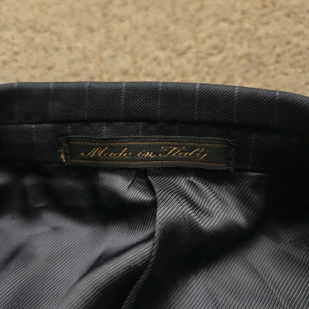 Eredi Pisano Loro Piana Navy Pinstripe Wool Suit Jacket Blazer Made in Italy‎
